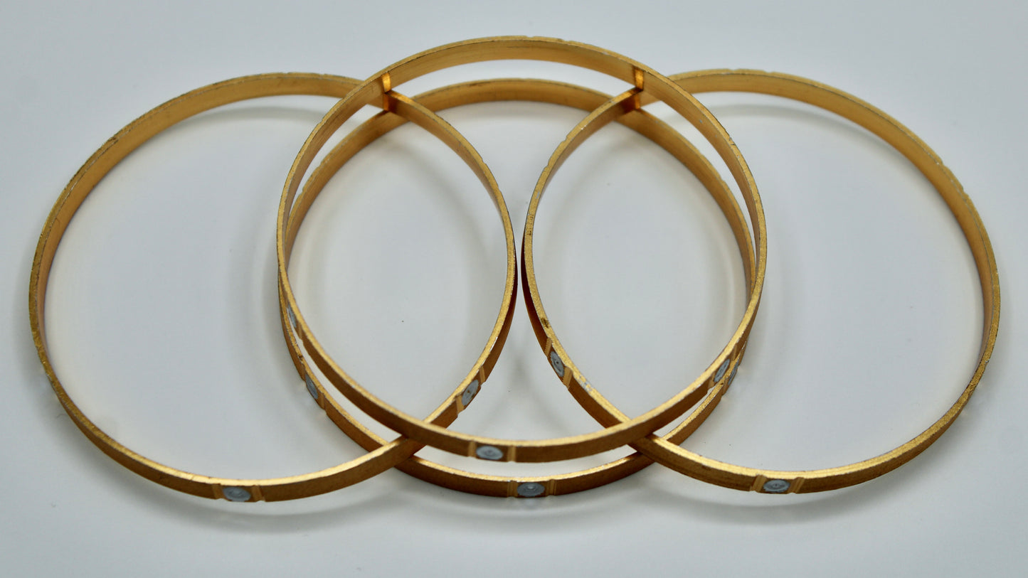 Golden Cubic Zirconia Studded Bangle Set - E2271
