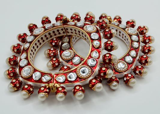 Rajisthani Jadao Kada with Pearl Detailings - E2225