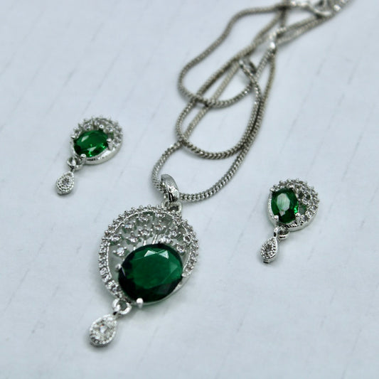 Oval-Cut Cubic Zirconia Pendant Set - E2289