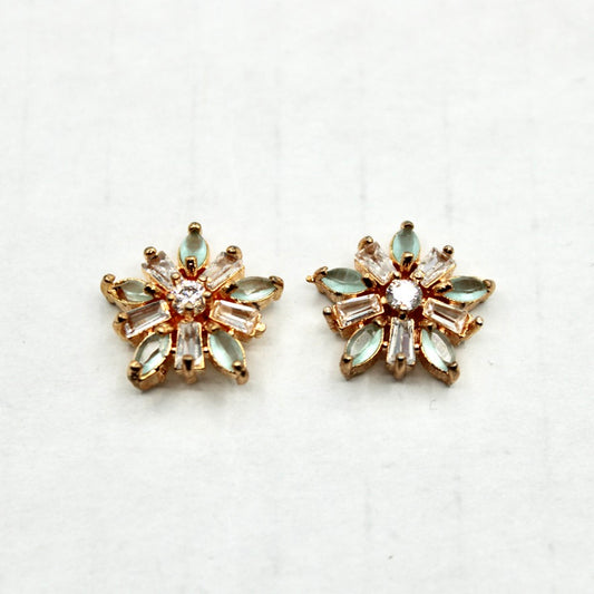 Two-Toned Floral  Cubic Zirconia Studs - E2342