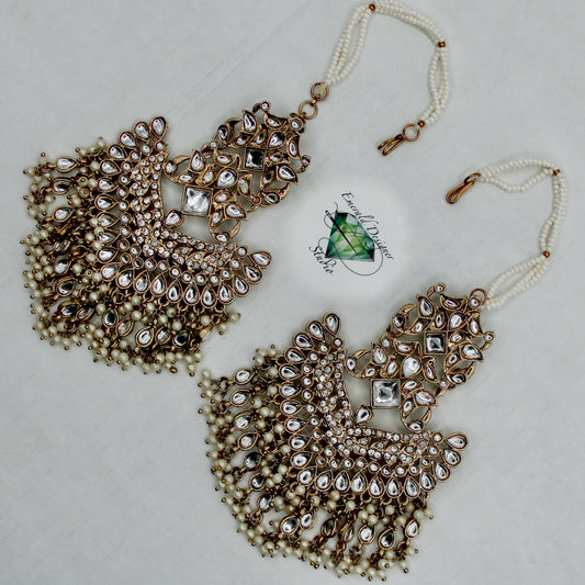 Kundan and Faux Pearl Earrings with Saharas - E580