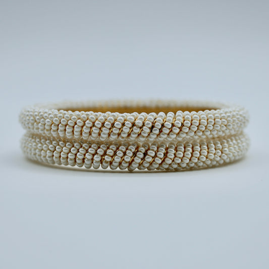 Faux Pearl Bead Bangle Set - E2255