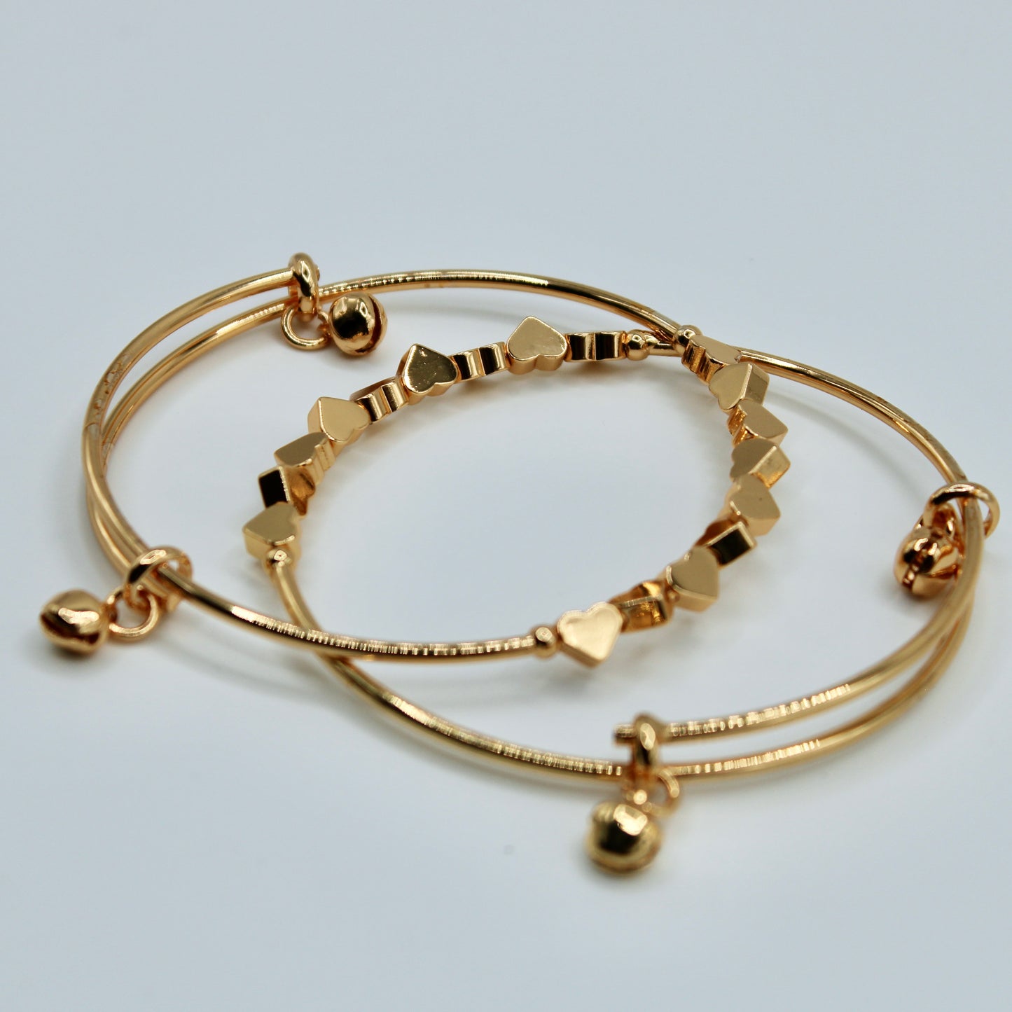 Golden Heart Appliqué Bangles - E2232