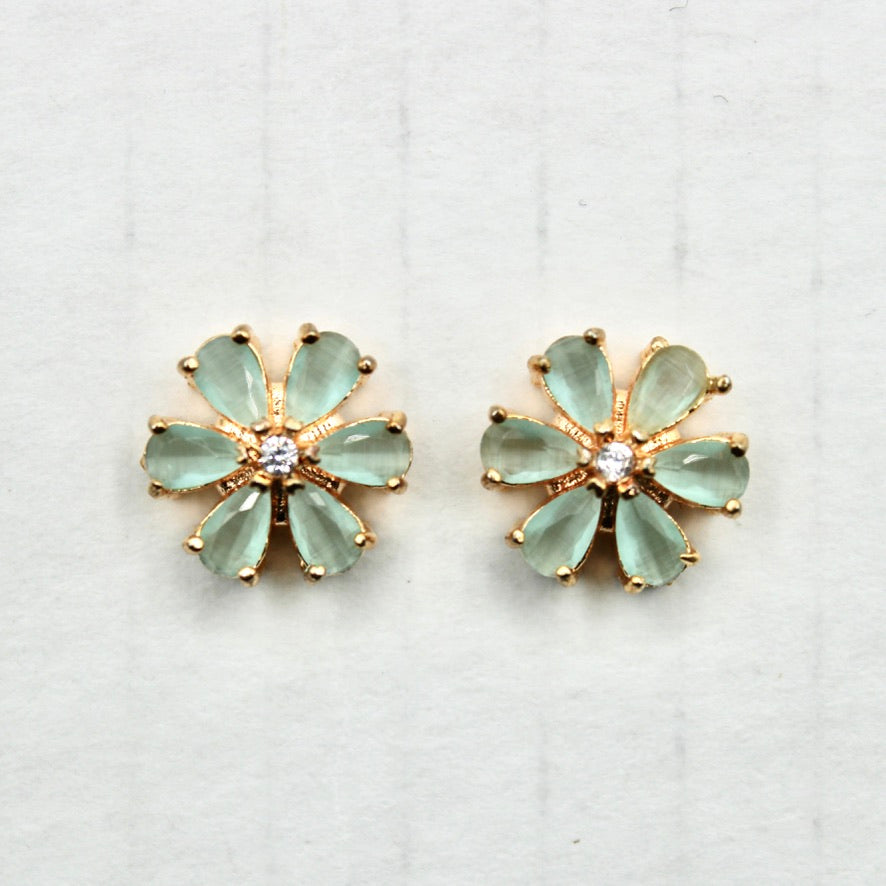 Pear-Cut Cubic Zirconia Floral Studs - E2343