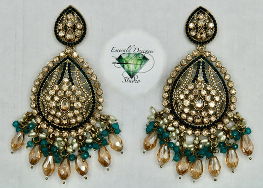 Cubic Zirconia and Faux Pearl Fashion Earrings - E576
