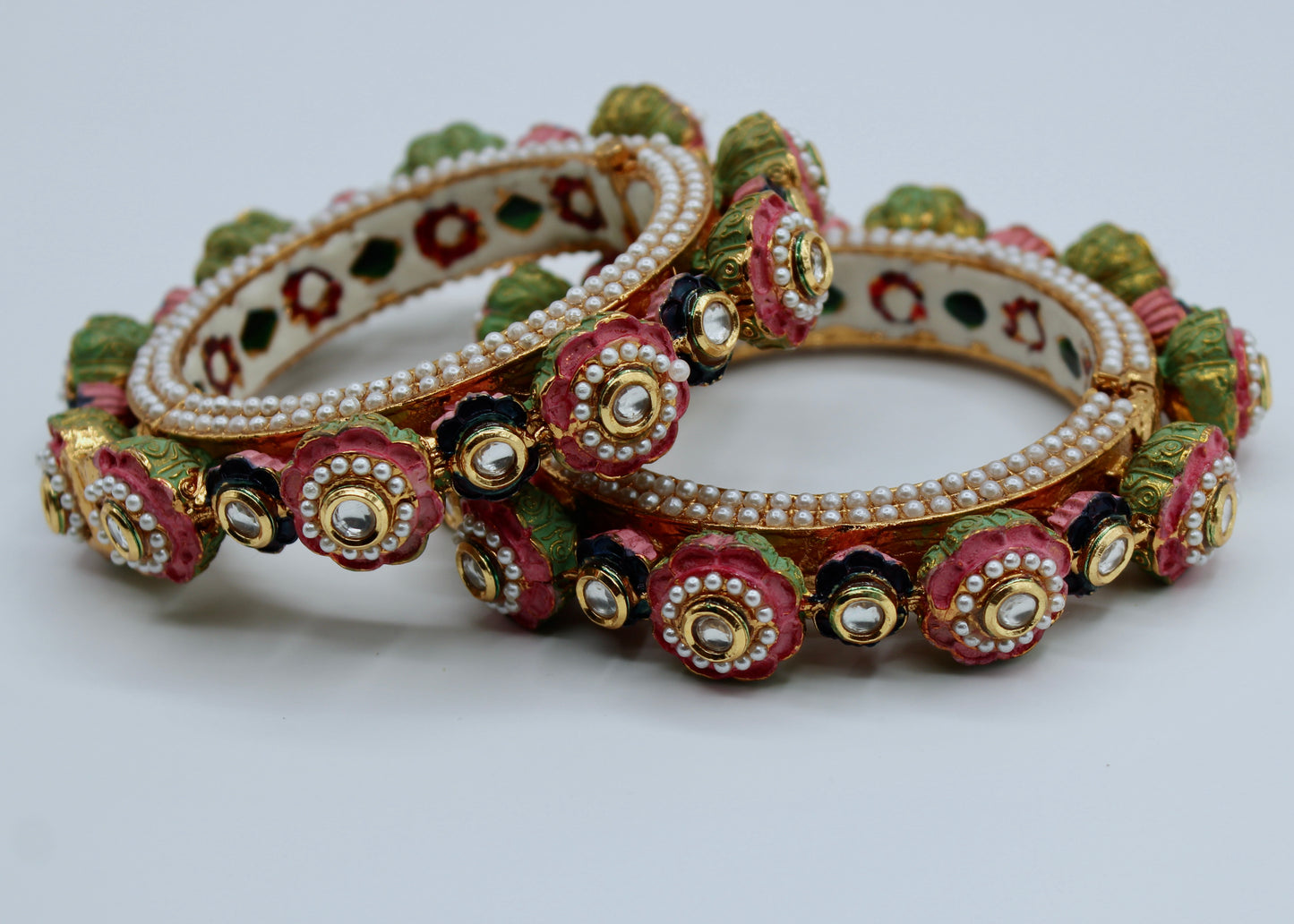 Floral Studded Rajisthani Kada - E2228