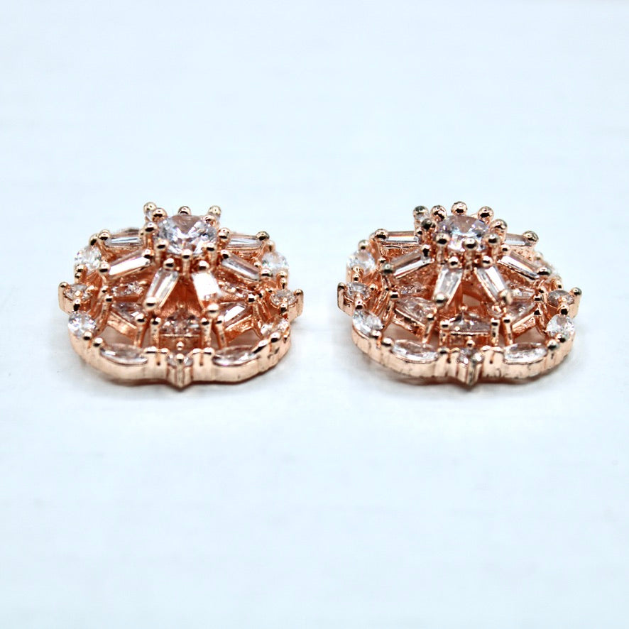 Rose Gold Cubic Zirconia Studs - E2351