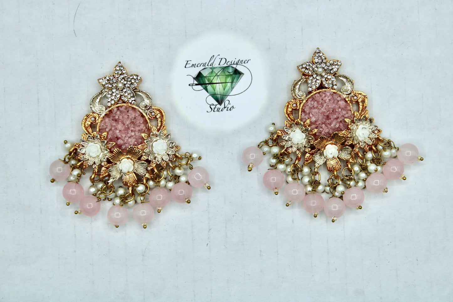 Ornate Crushed Stone Earrings - E4009