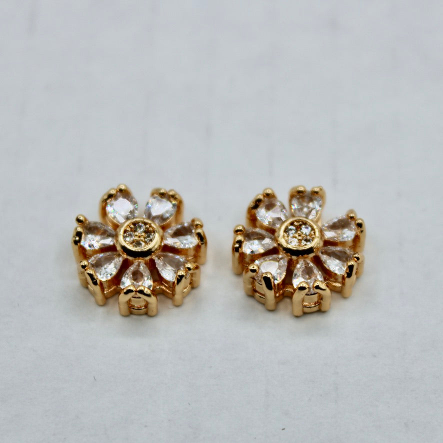 Pear-Cut Cubic Zirconia Floral Studs - E2331