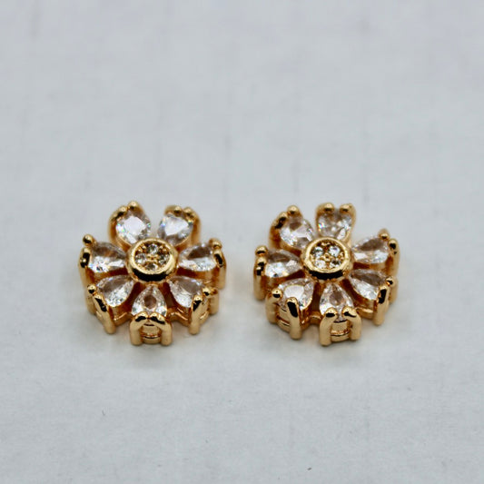 Pear-Cut Cubic Zirconia Floral Studs - E2331