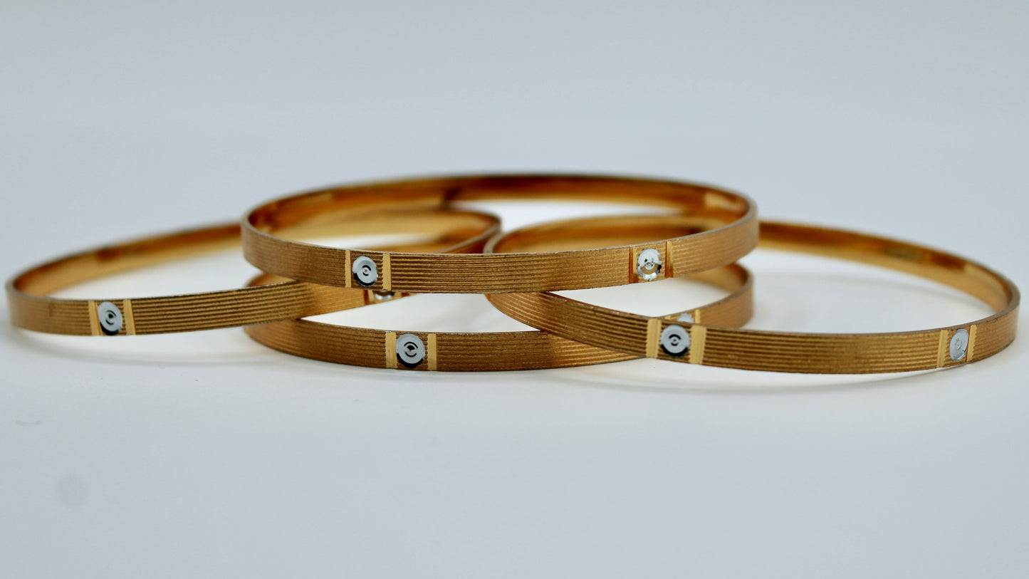 Golden Cubic Zirconia Studded Bangle Set - E2271