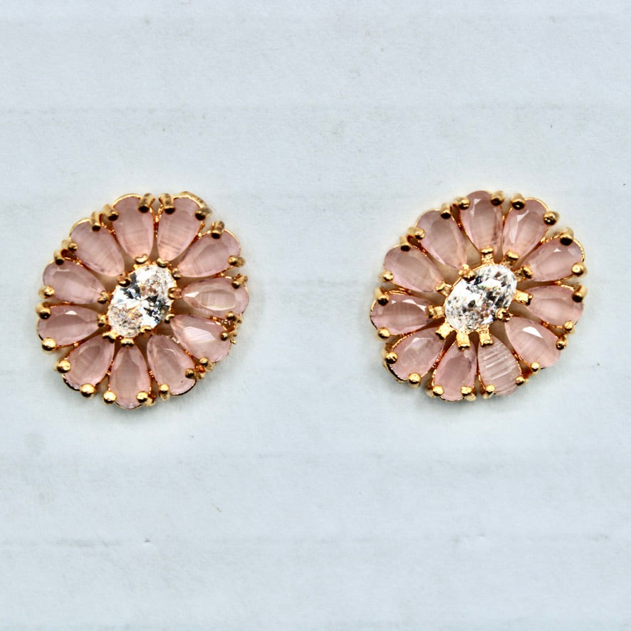 Floral Traditional Cubic Zirconia Studs - E2340