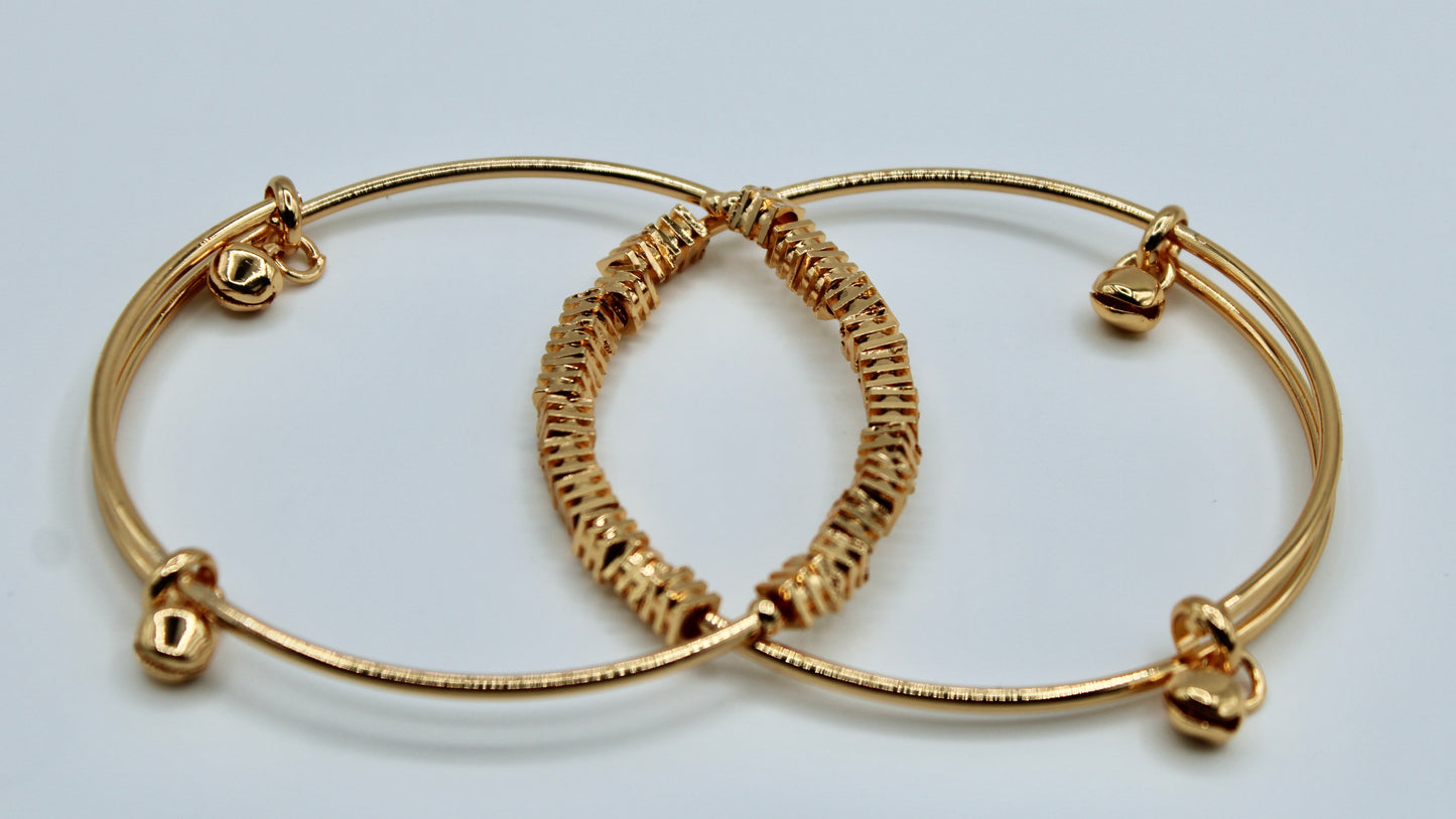 Golden Appliqué Bangles - E2233