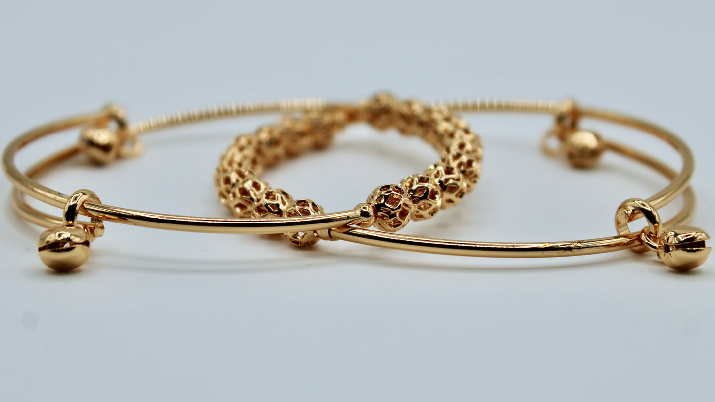 Golden Appliqué Bangles - E2234