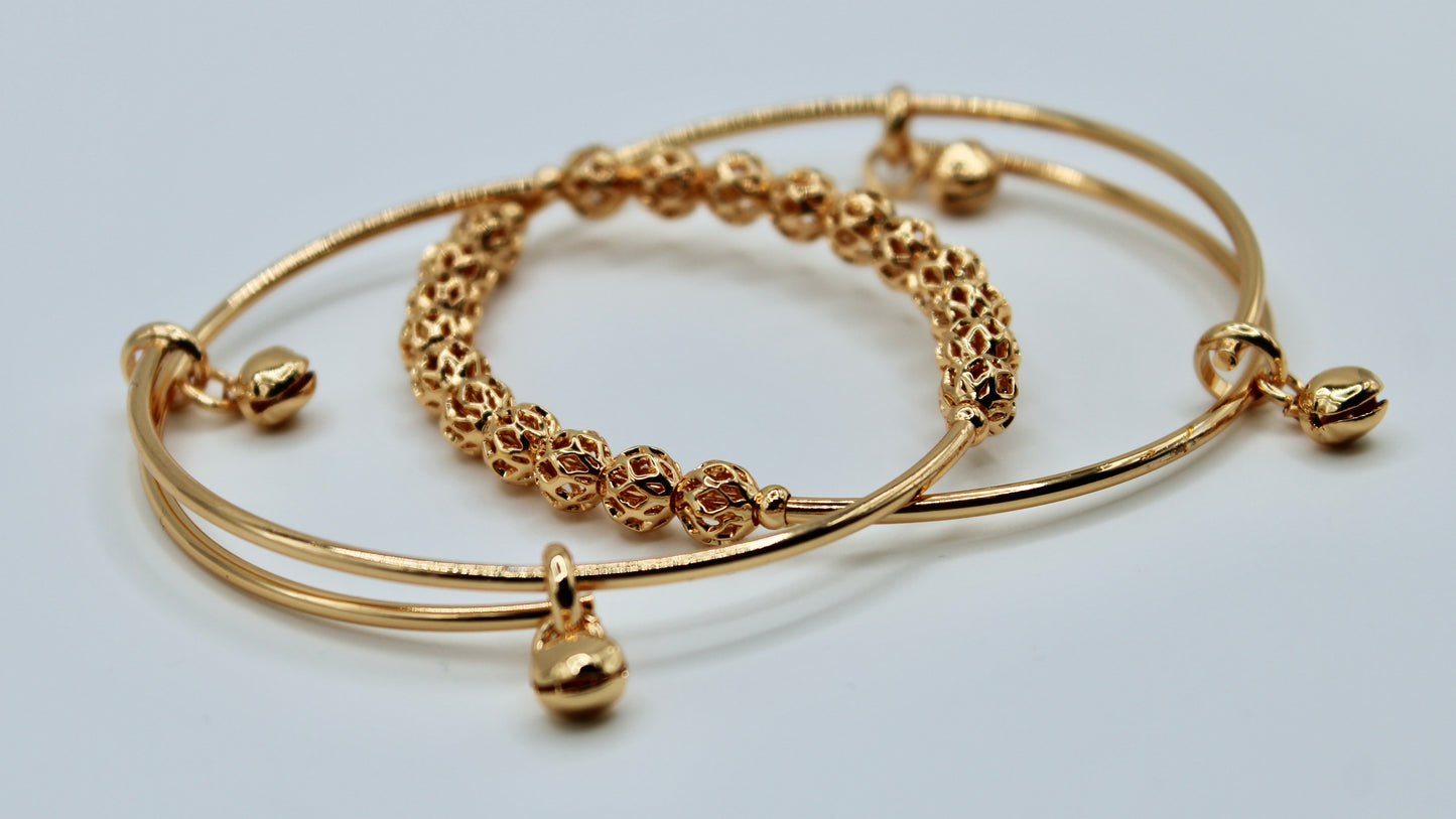Golden Appliqué Bangles - E2234