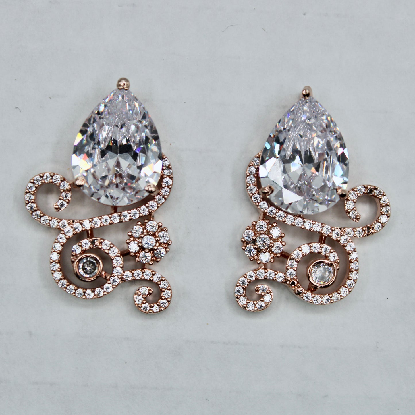 Pear-Cut Cubic Zirconia Studs - E2354