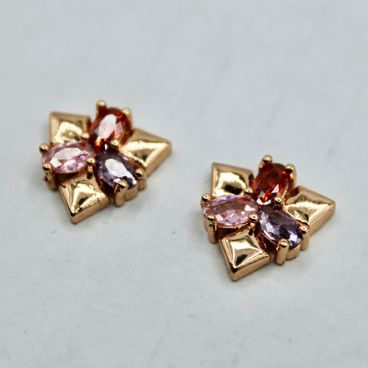 Multicoloured Pear-Cut Cubic Zirconia Studs - E2328