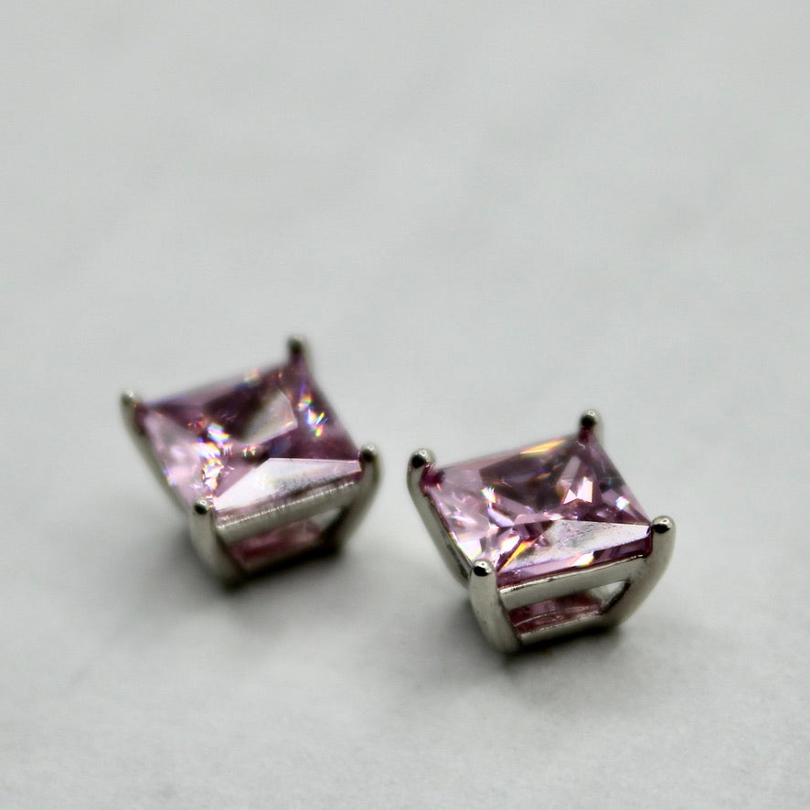Princess-Cut Cubic Zirconia Studs - E2336