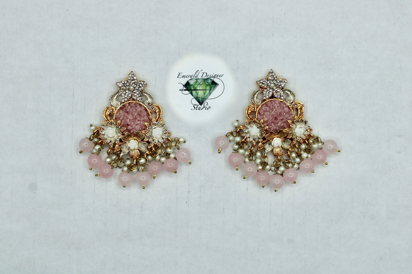 Ornate Crushed Stone Earrings - E4009
