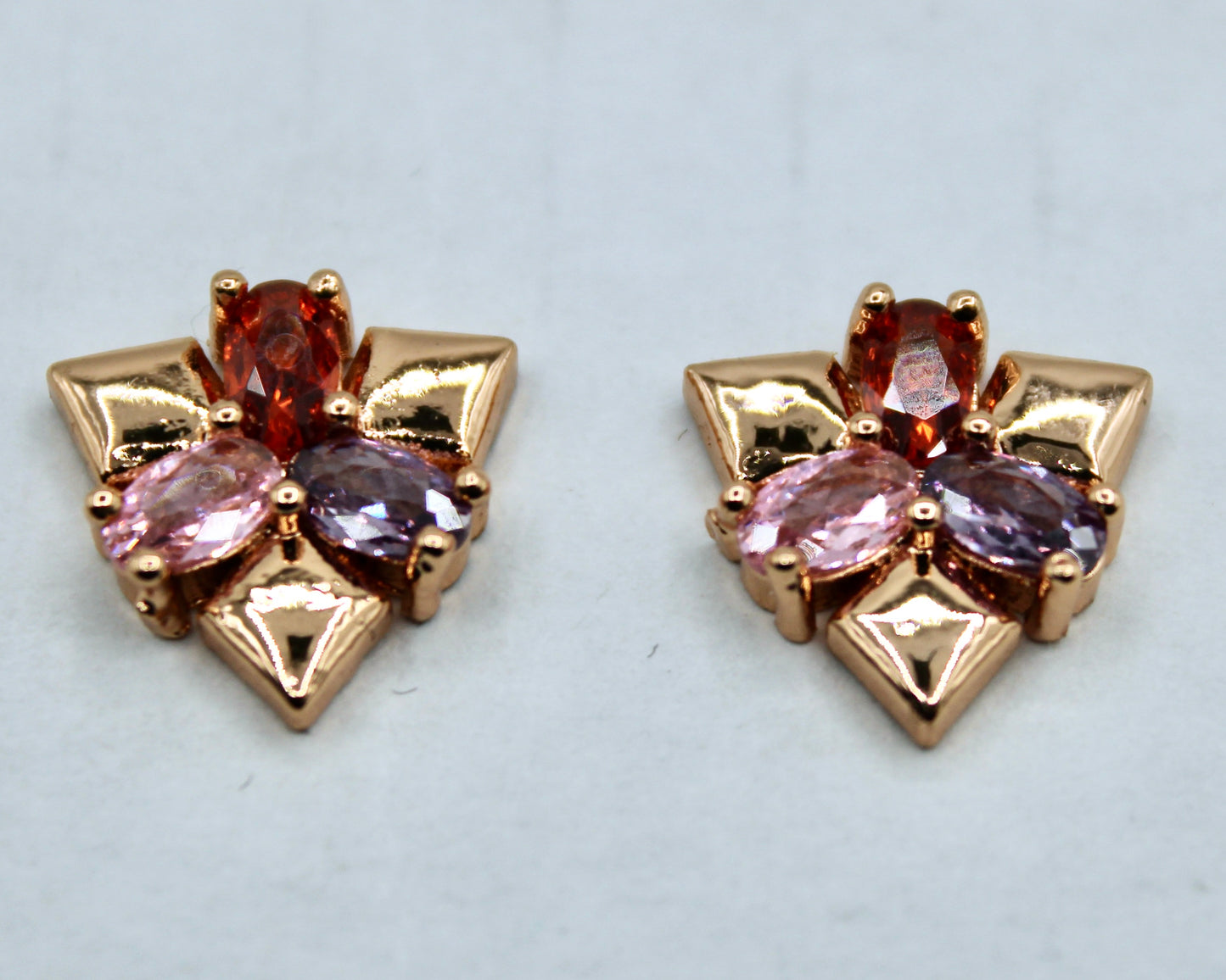 Multicoloured Pear-Cut Cubic Zirconia Studs - E2328