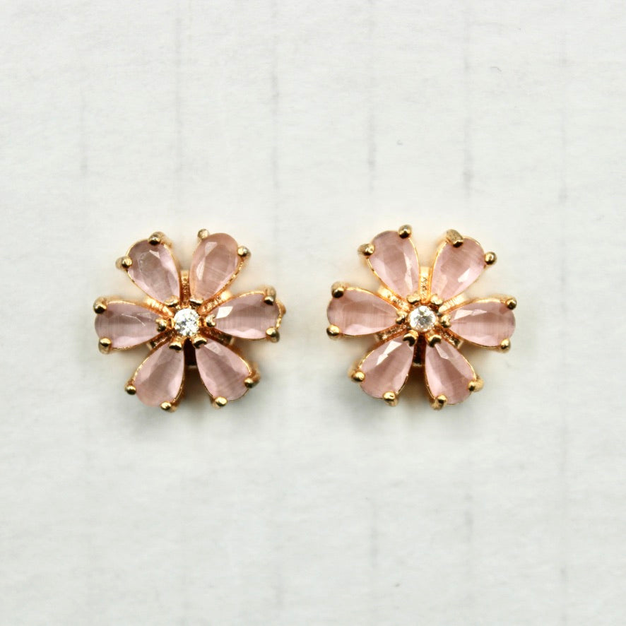 Pear-Cut Cubic Zirconia Floral Studs - E2343