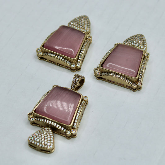 Cubic Zirconia and Stone Pendant Set - E2278