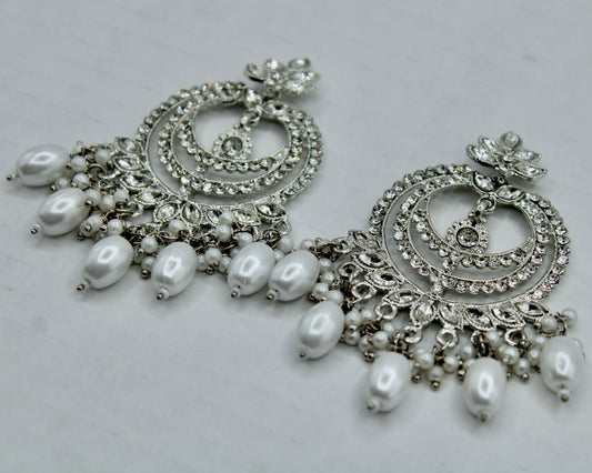 Cubic Zirconia and Faux Pearl Fashion Earrings - E570