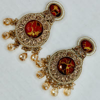 Mosaic Stone and Crystal Earrings - E551