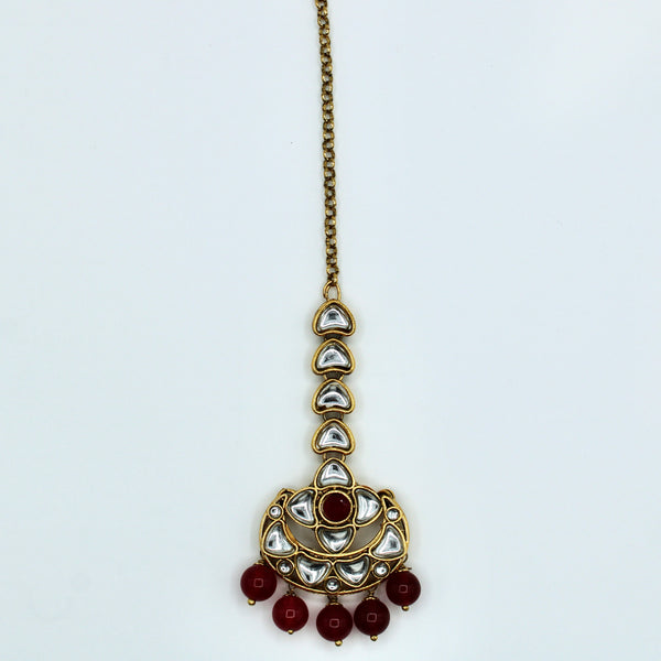 Kundan and Acrylic Bead Teeka - E521