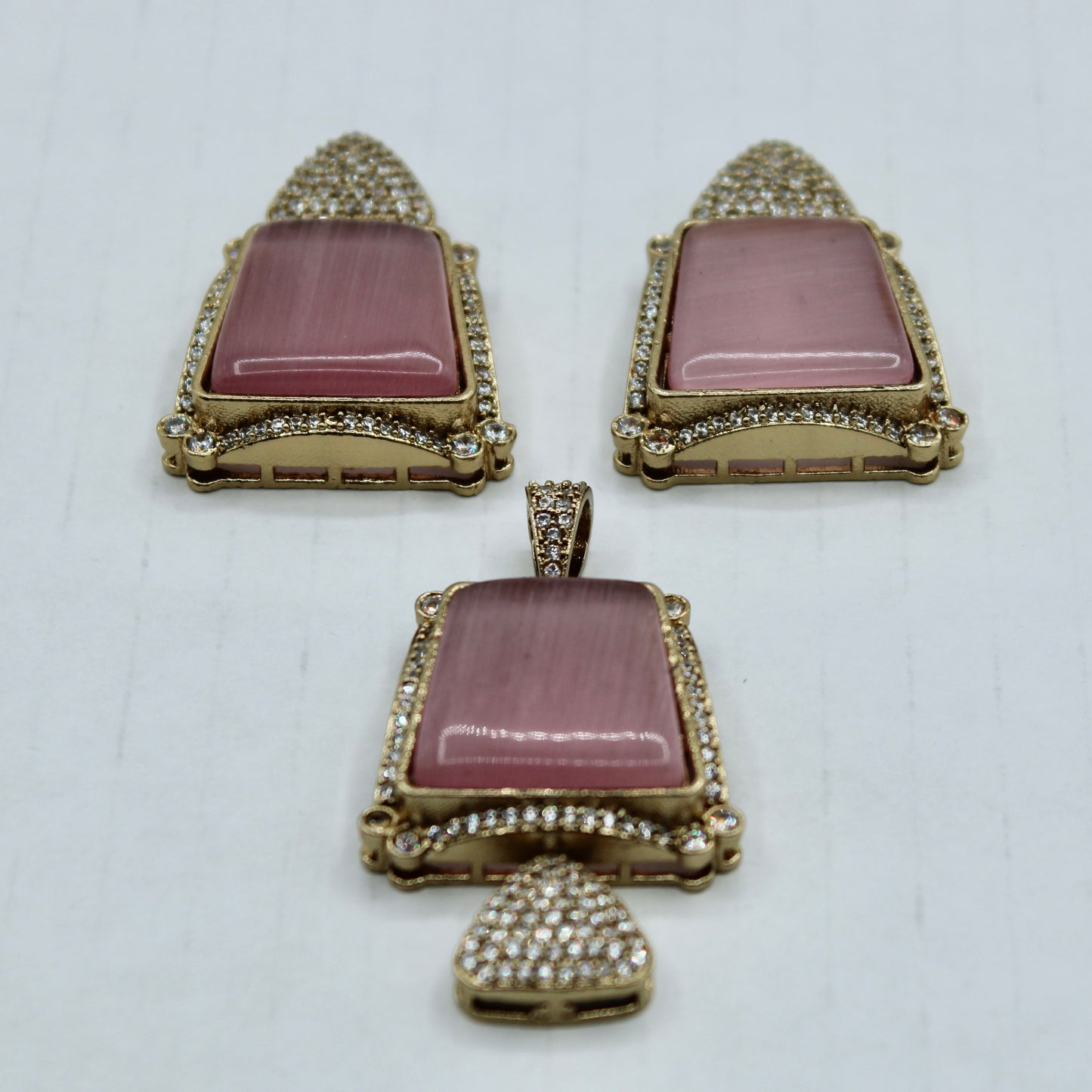 Cubic Zirconia and Stone Pendant Set - E2278