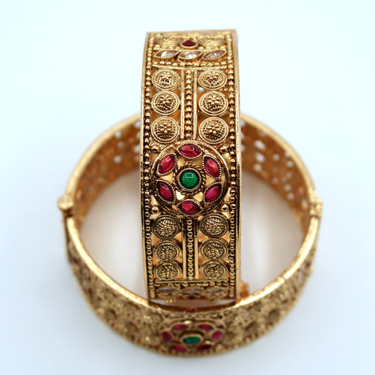 Hand-Made Floral Kundan Kada Set - E2209