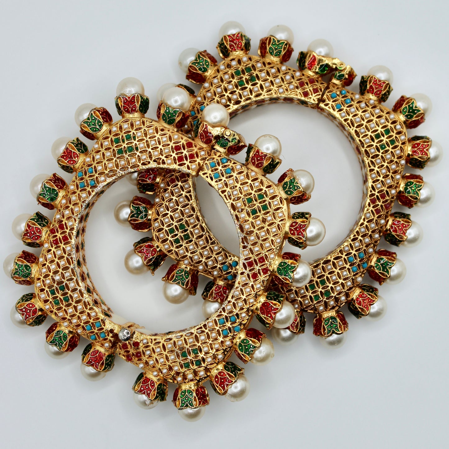 Rajisthani Jadao Kada with Nauratan Detailings - E2224