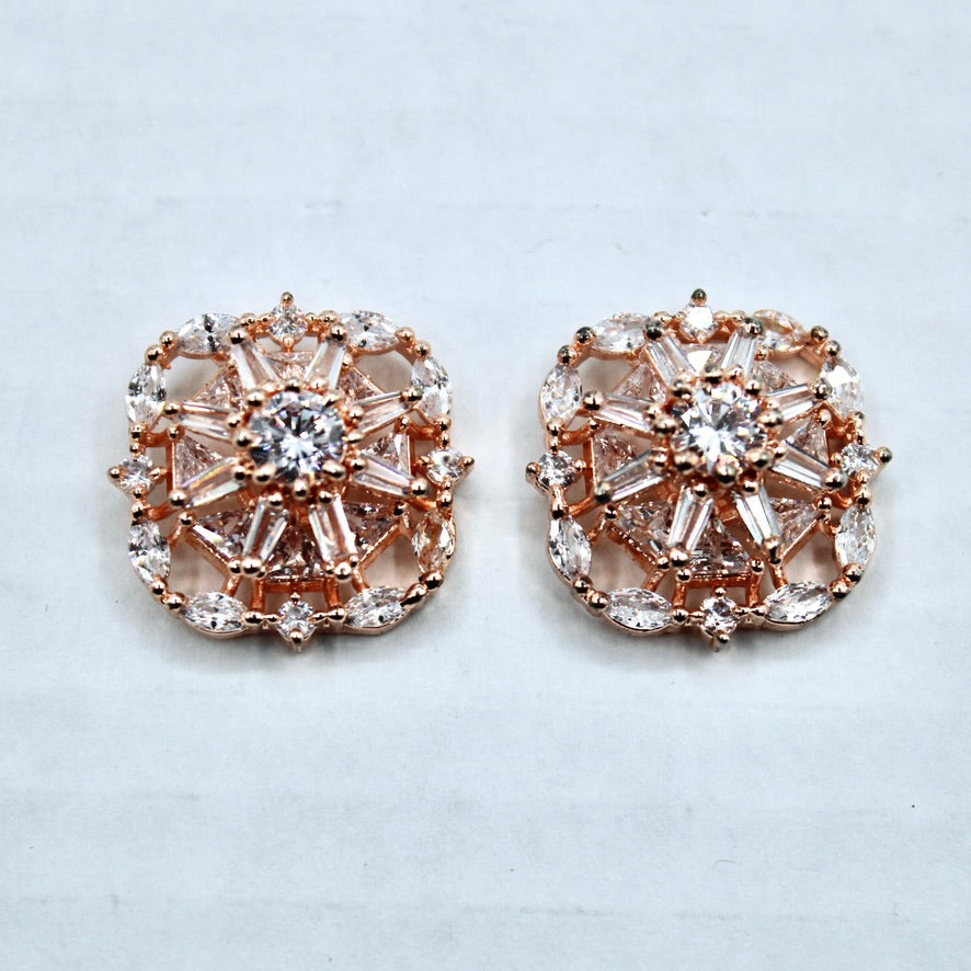 Rose Gold Cubic Zirconia Studs - E2351