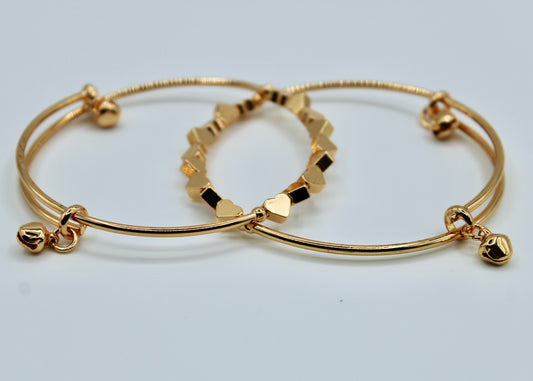 Golden Heart Appliqué Bangles - E2232