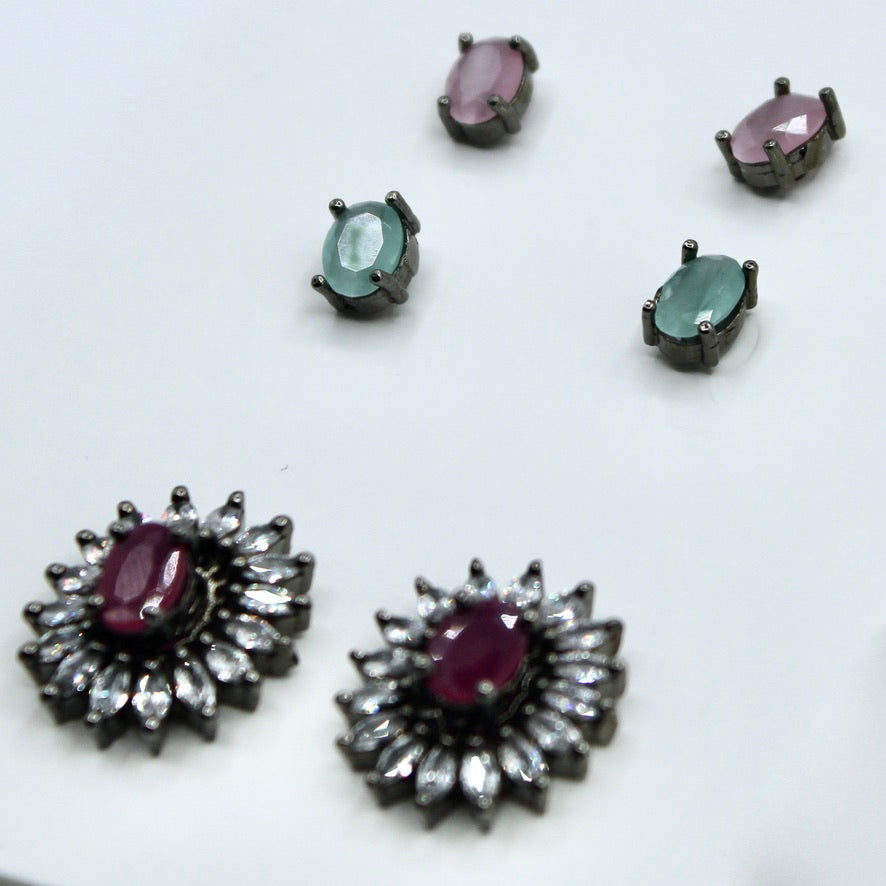 3-in-1 Cubic Zirconia Studs - E2346