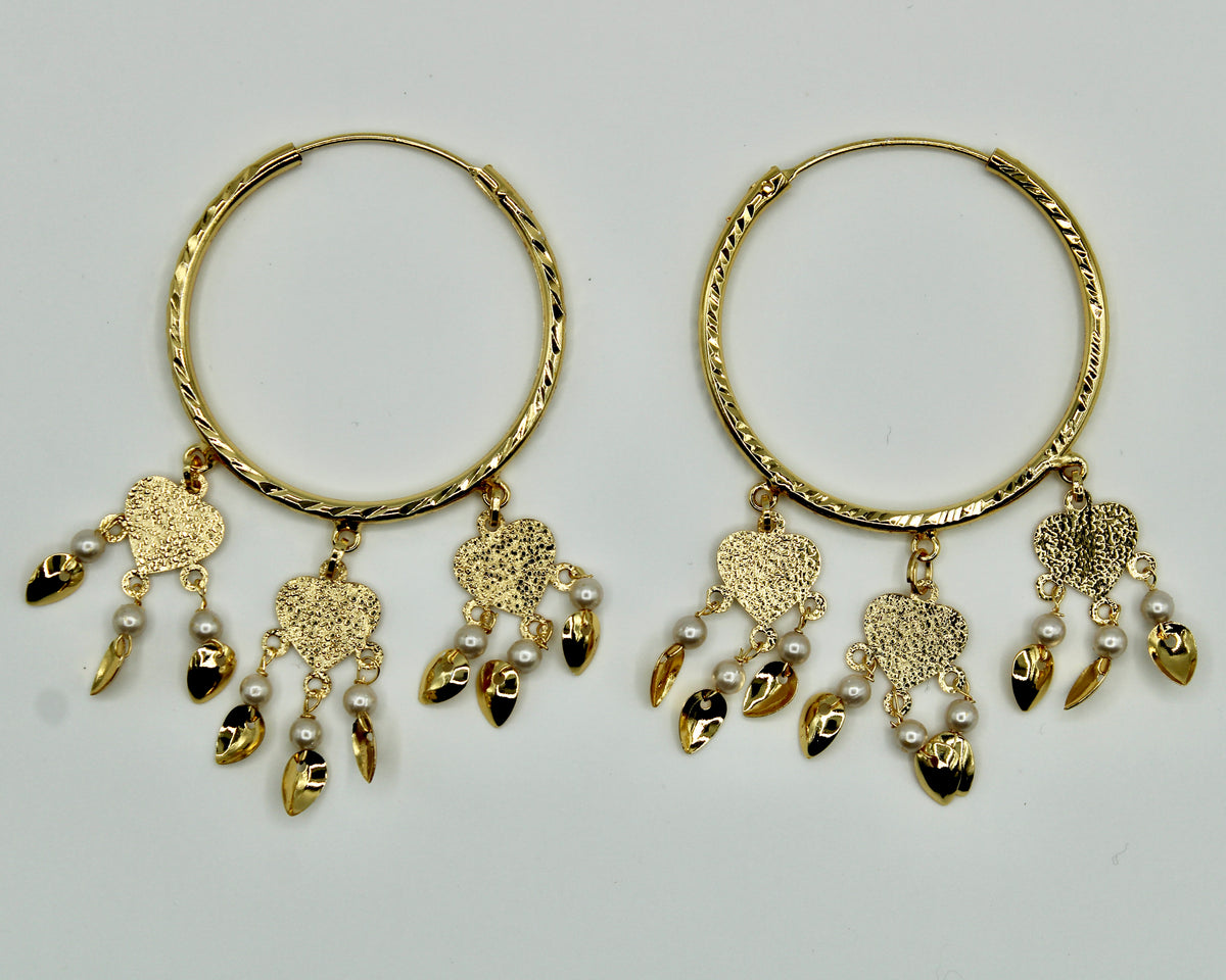 Faux Pearl and Golden Appliqués Baali Earrings - E536