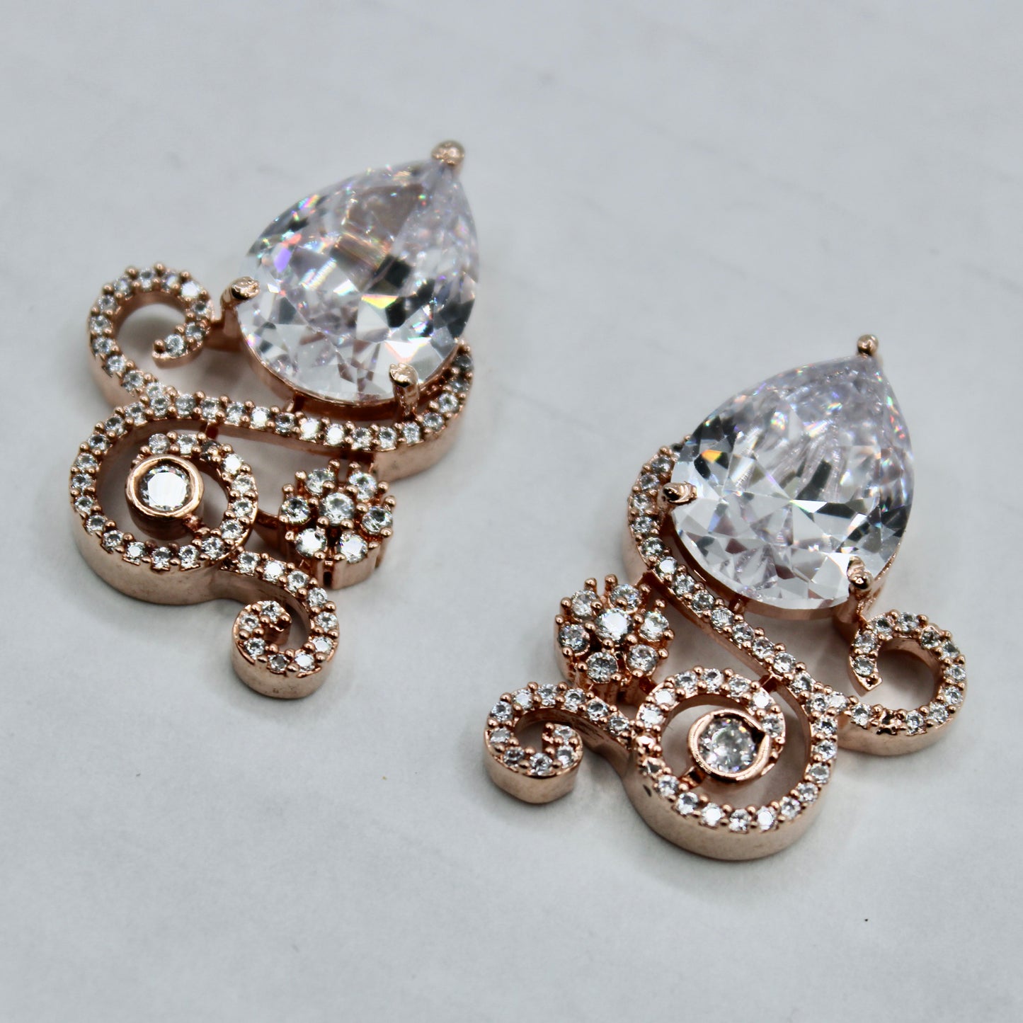 Pear-Cut Cubic Zirconia Studs - E2354