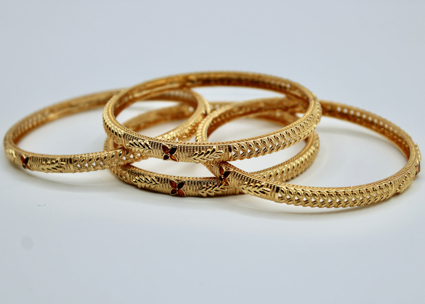 Floral Cubic Zirconia Bangle Set - E2270