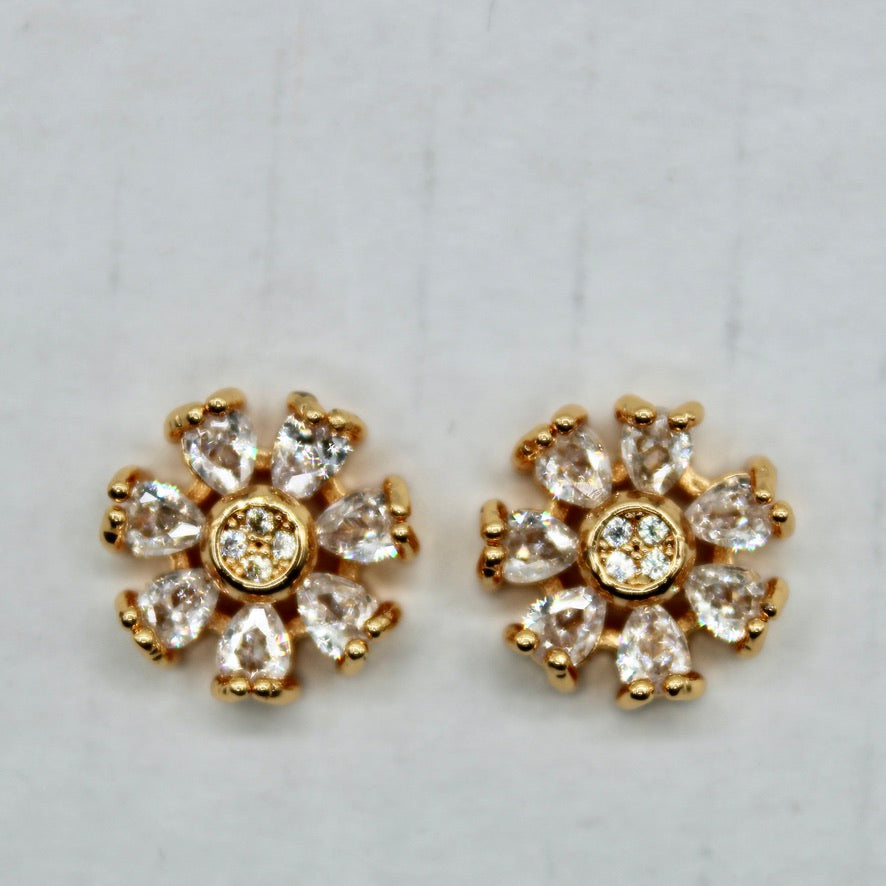 Pear-Cut Cubic Zirconia Floral Studs - E2331