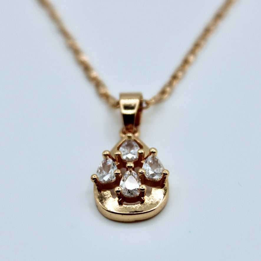 Pear-Cut Cubic Zirconia Studded Necklace - E2298