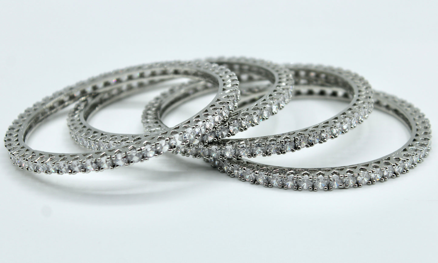 Studded Cubic Zirconia Bangle Set - E2211