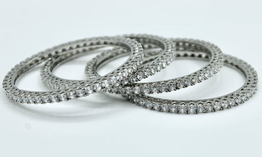 Studded Cubic Zirconia Bangle Set - E2211