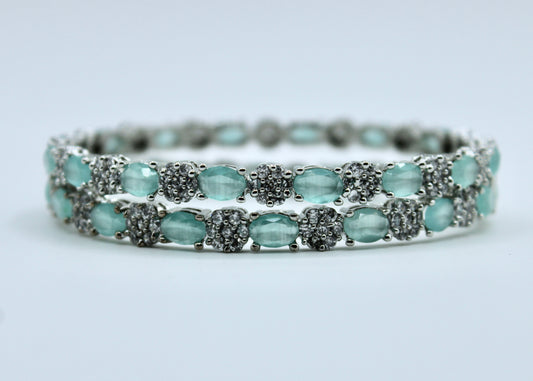 Cubic Zirconia and Appliqué Bangle Set - E2242