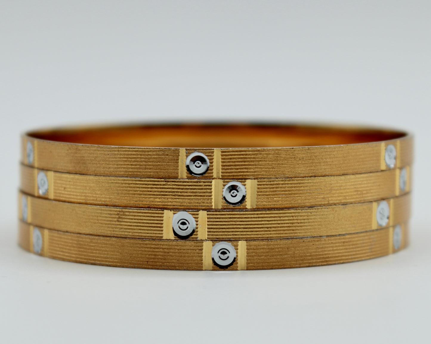 Golden Cubic Zirconia Studded Bangle Set - E2271