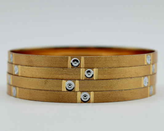 Golden Cubic Zirconia Studded Bangle Set - E2271