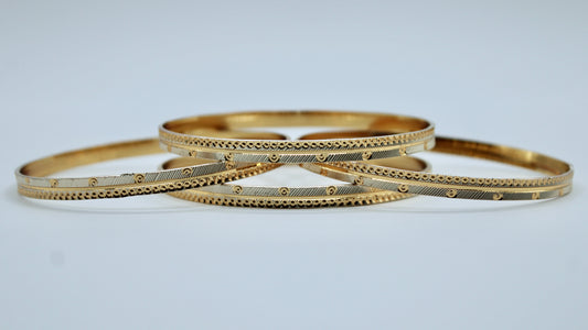 Two-Toned Traditional Golden Bangle Set - E2260