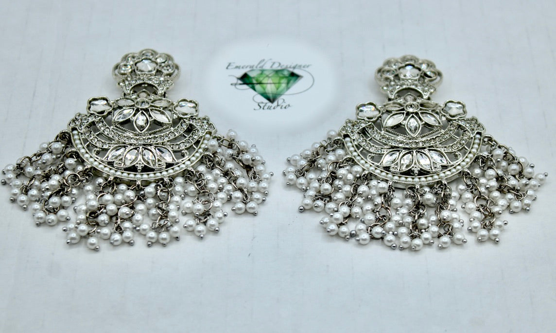 Faux Kundan Gajra Pearl Earrings - E560