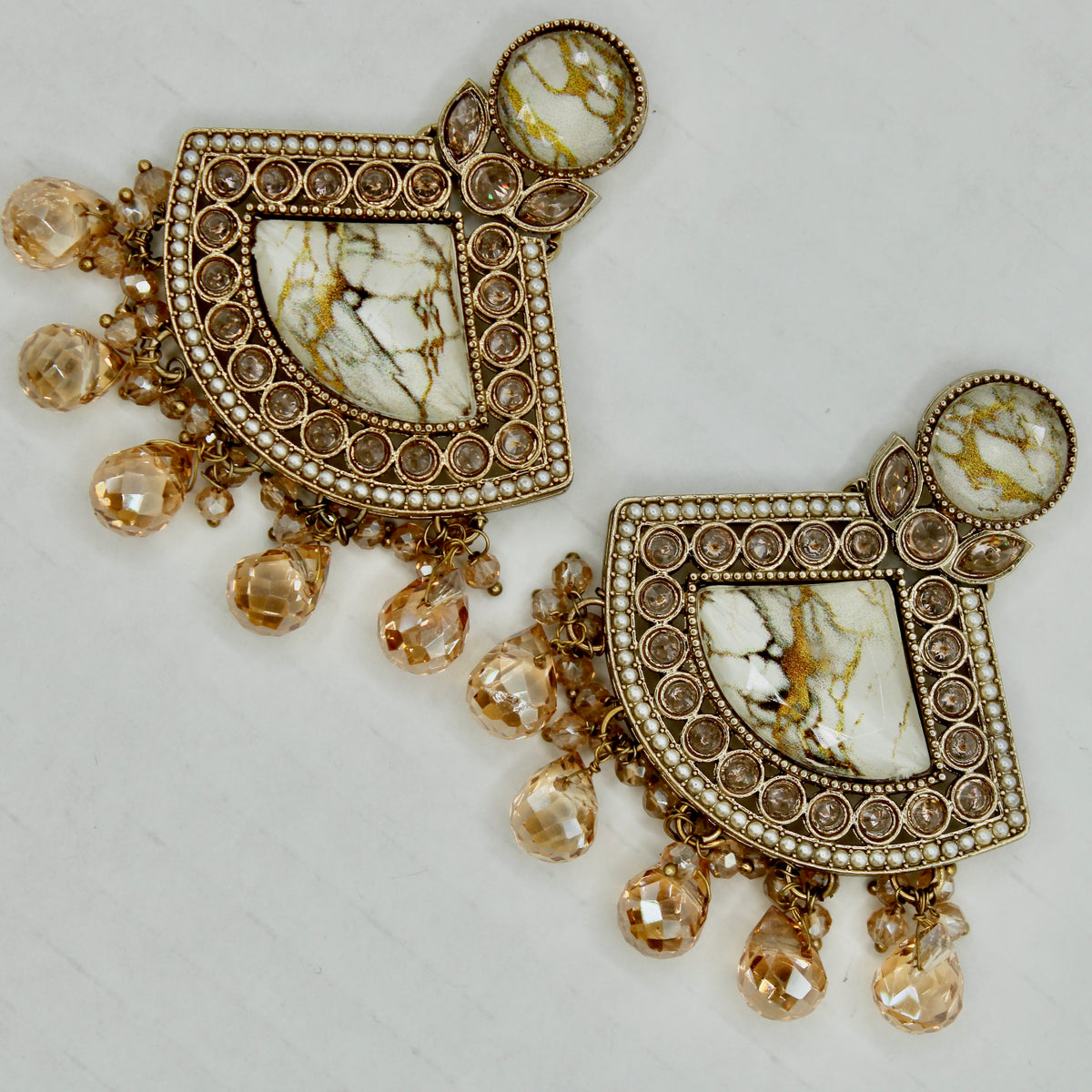 Mosaic Stone and Crystal Earrings - E550