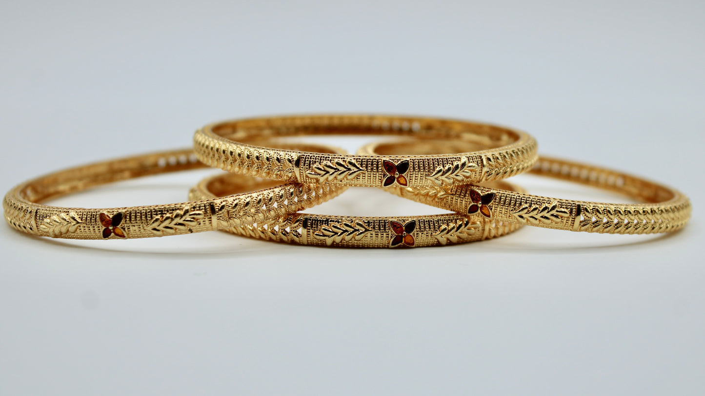 Floral Cubic Zirconia Bangle Set - E2270
