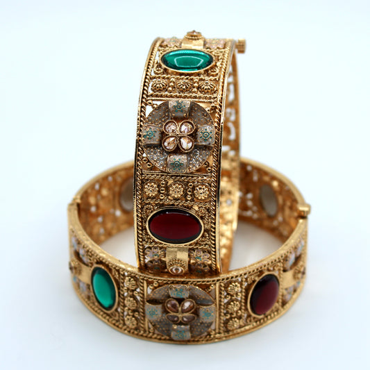 Hand-Made Meena and Kundan Kada Set- E2207